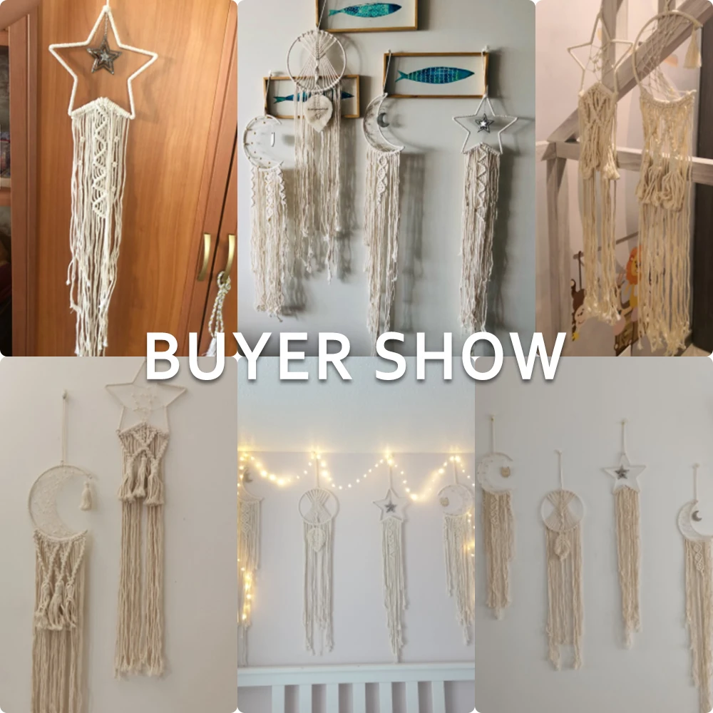 Macrame Dream Catcher Boho Home Decor Moon Ramadan Decoration Macrame Wall Hanging Baby Nordic Room Decoration for Kids Nursery