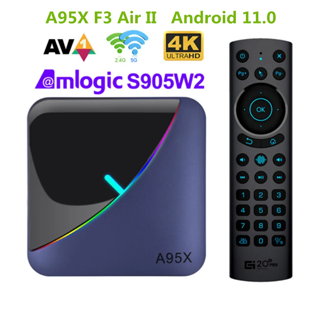 ТВ-приставка A95X, Android 11, Amlogic S905W2, RGB, BT5.0