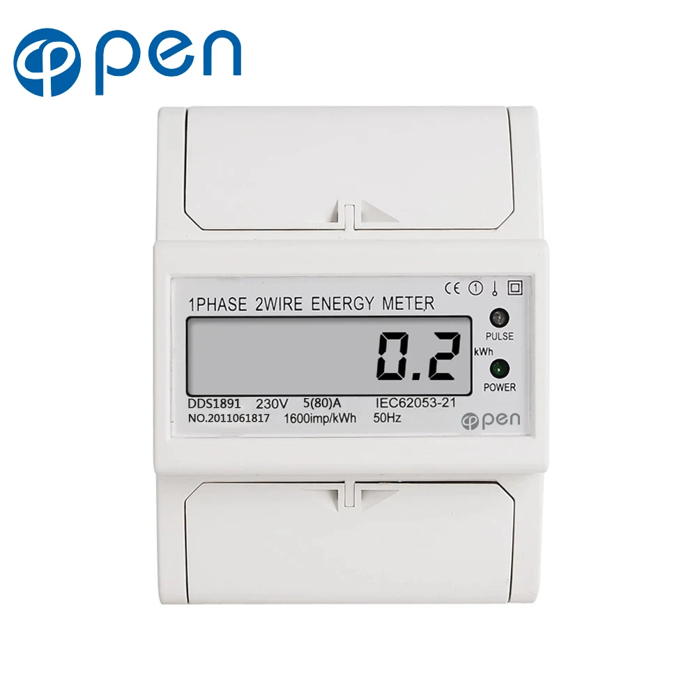 

5-80A 230V AC 1Phase 2 Wire energy meter Digital Wattmeter Electricity Cost Measuring DIN Rail Meter