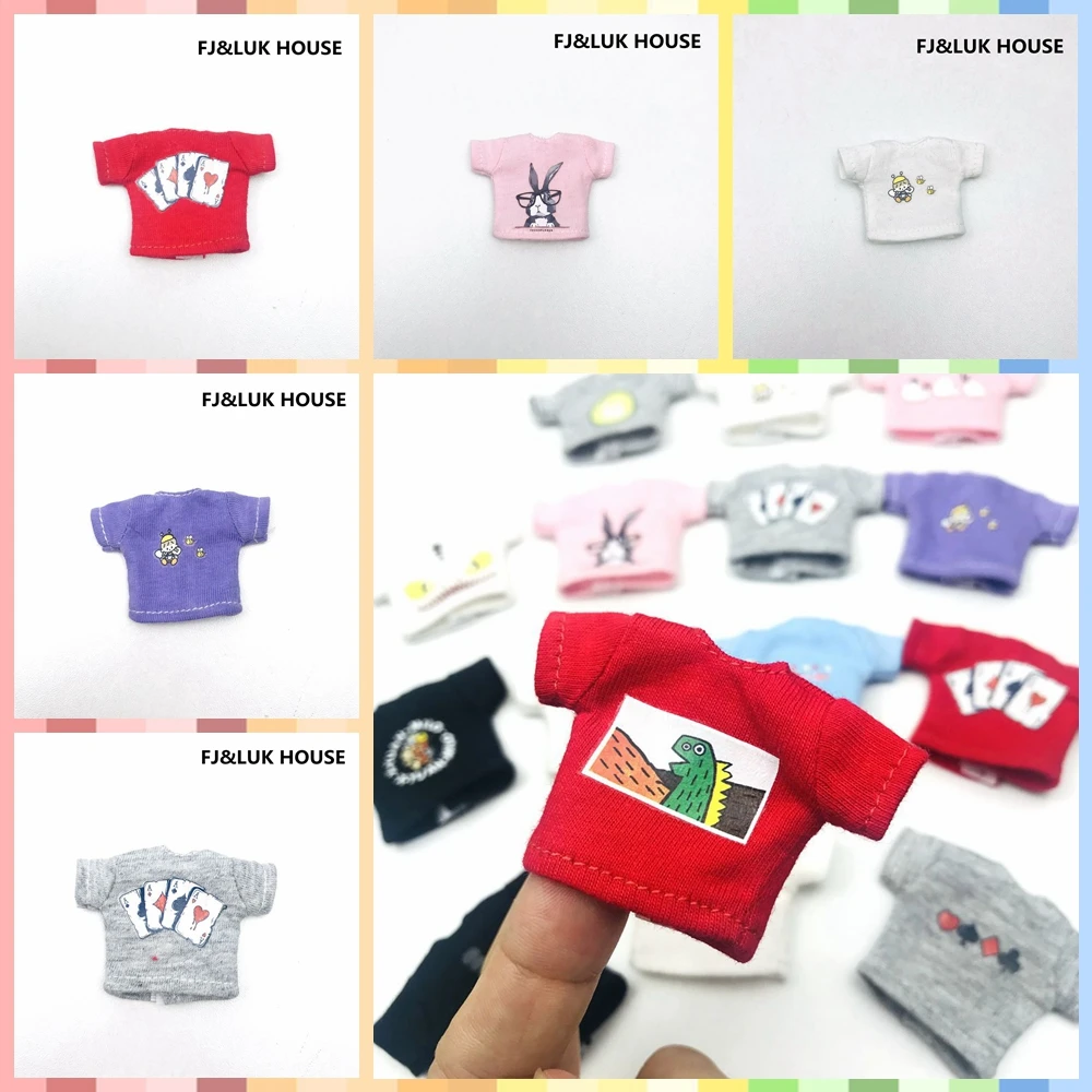 New 1PCS OB11 Clothes Fashion Short T-shirt Cute Cartoon Printed T-shirt for ob11,obitsu11,molly,1/12 bjd Dolls Accessories