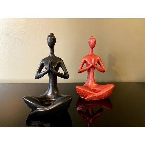 Talya Art Design Talya Art Design than, Set Black and Red, Namaste Yoga Women Giving Candle Holder.