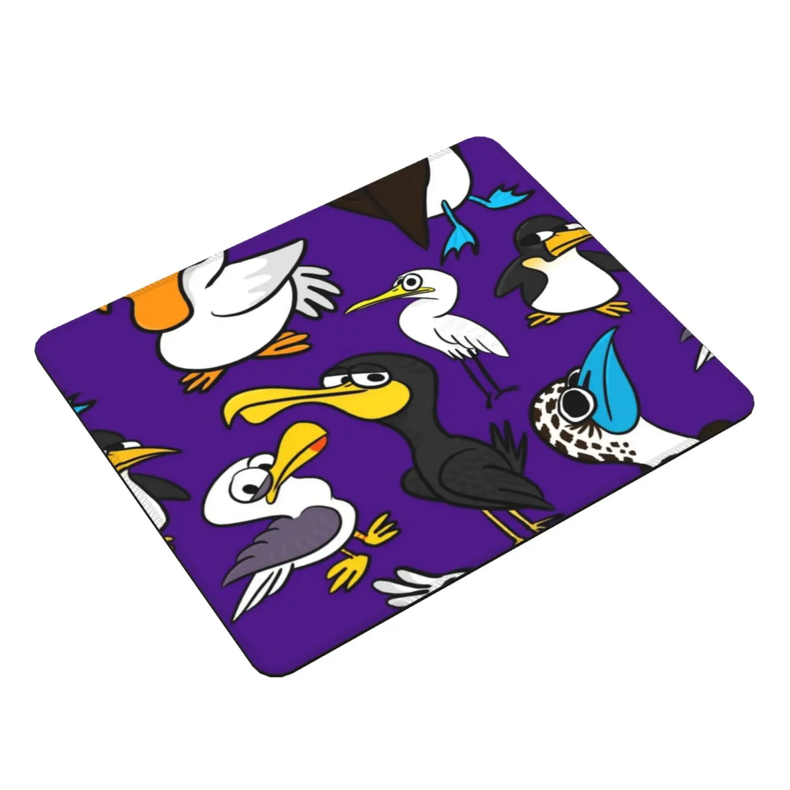 Tapis de souris à imprimé de dessin animé, pour bricolage, coussin, troupeau d'oiseaux, Pelican, mouette, pingouin, bleu