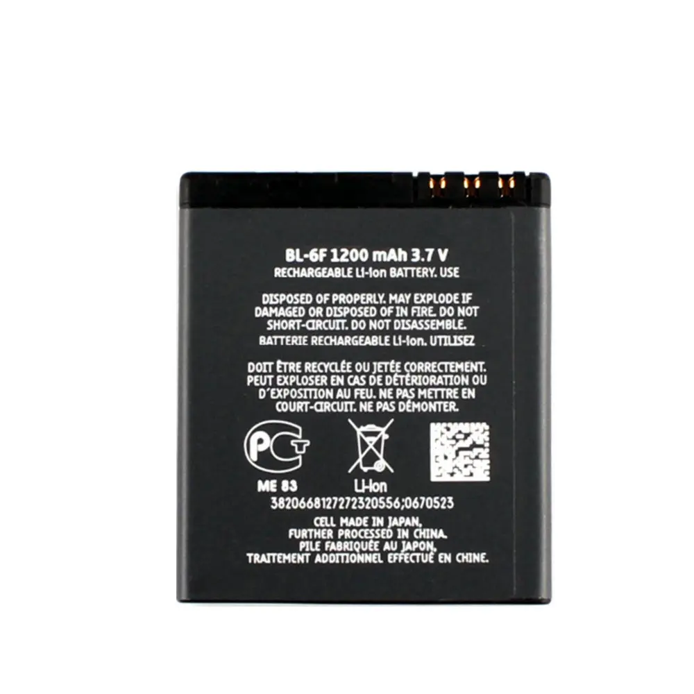 High Quality 1200mAh BL-6F Battery For Nokia 6788 N78 N79 N95 6788 6788I Cell Phone