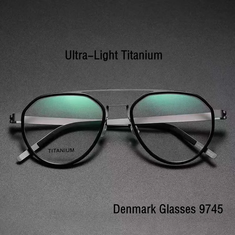 

Denmark Brand Myopia Reading Titanium Oval Glasses Frame Men and Women Retro Eyeglasses Ultra-light 9745 Prescription Eyewear