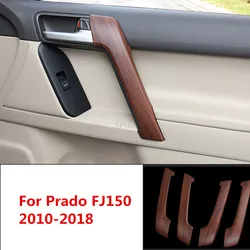 4PCS Pine Wood Grain ABS Interior Door Handle Trim Cover for Toyota Land Cruiser Prado 150 FJ150 2010 2011 2012 2013 2014-2018