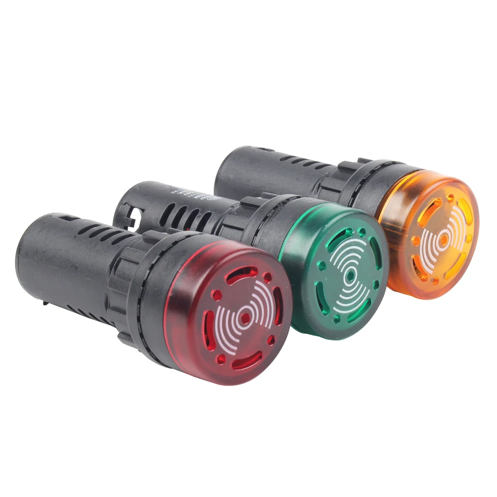 AD16-22SM 12V 24V 110V 220V 22mm Flash Signal Lumineux Rouge LED Active Buzzer Bip Alarme Indicateur Rouge Vert Jaune Panneau Montage 1Pc