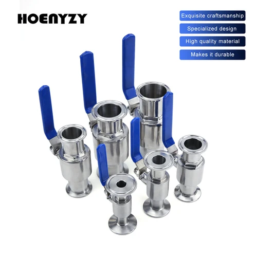 19mm 3/4 ""1"" 1-1/2 ""2"" 304 válvula de bola sanitaria de acero inoxidable Tri abrazadera 50,5mm/64mm tipo virola para producto de diario casero