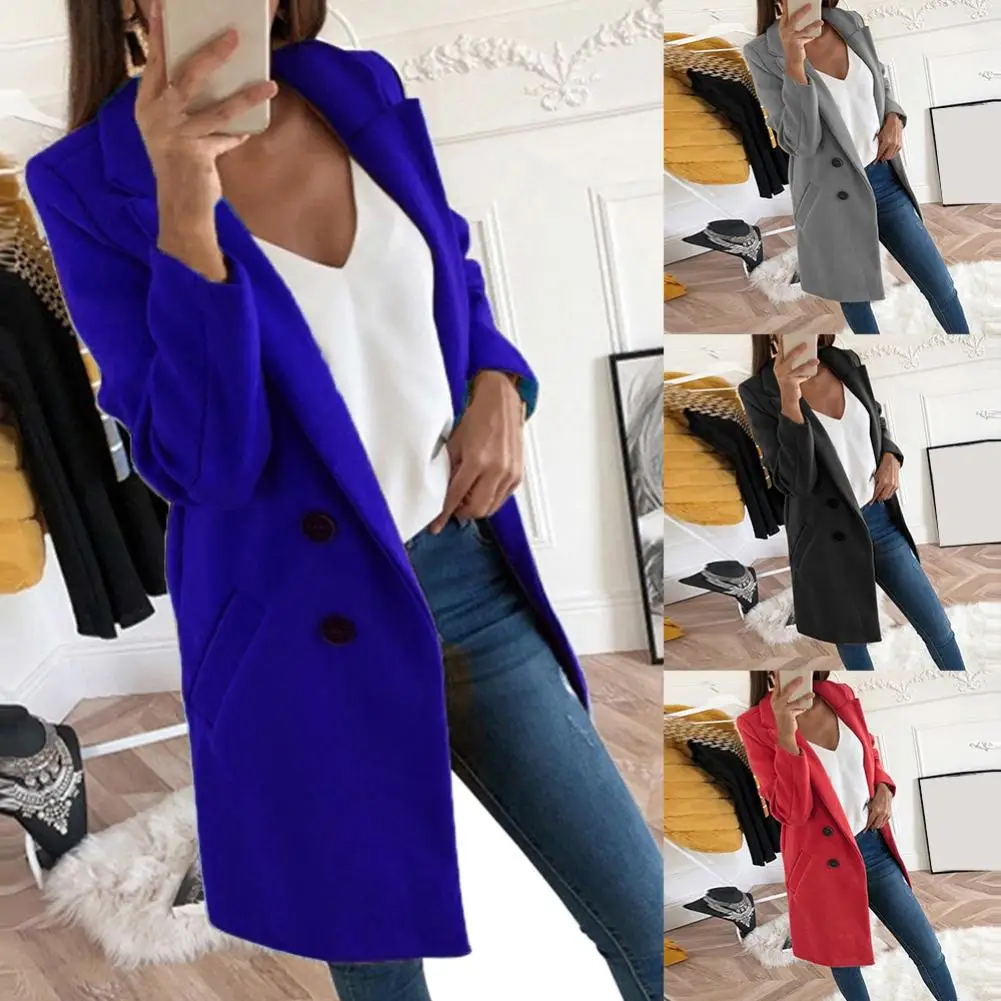 Autunno inverno donna tinta unita dimagrante Cardigan lungo cappotto caldo giacca Blazer cappotto