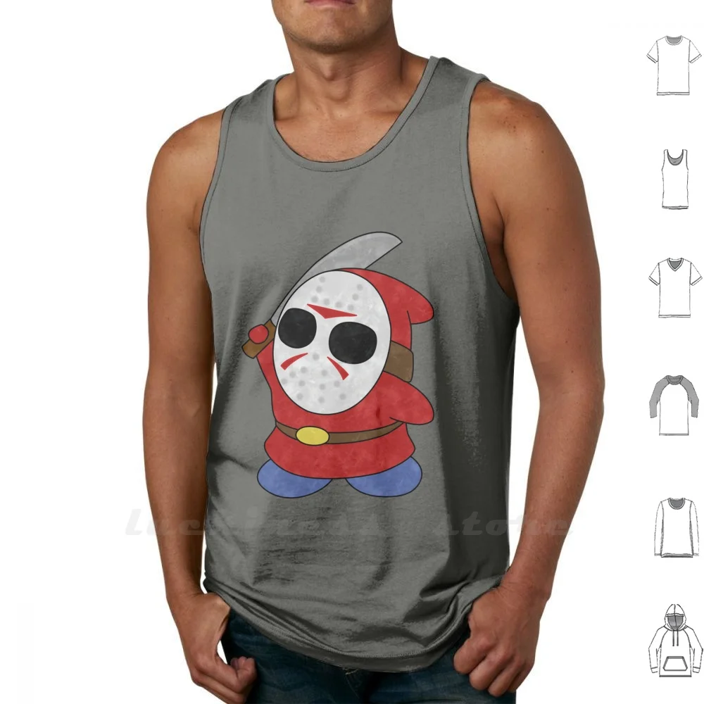 Shy Guy Jason Style Sleeveless Tank Top Vest Cotton Shy Guy Shy Guy Jason Horror Mario Videogame Geek