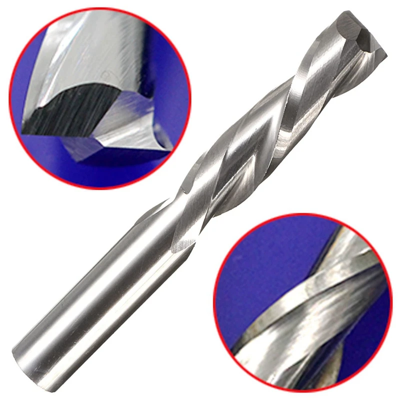 1pcs Double Flute Spiral Cutter CNC Router Bits Wood Acrylic Drill Carbide 2 Flutes 6*6*22*44mm Milling Cutter Bit