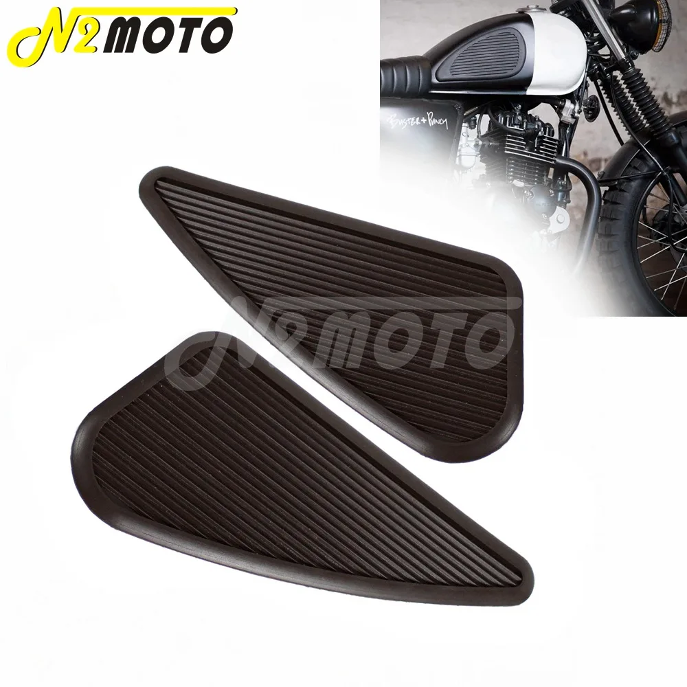 Brown Vintage Motorcycle Anti Slip Tank Pads Gas Knee Grip Traction Pads Side Decals For Harley Cafe Racer Classic Universal