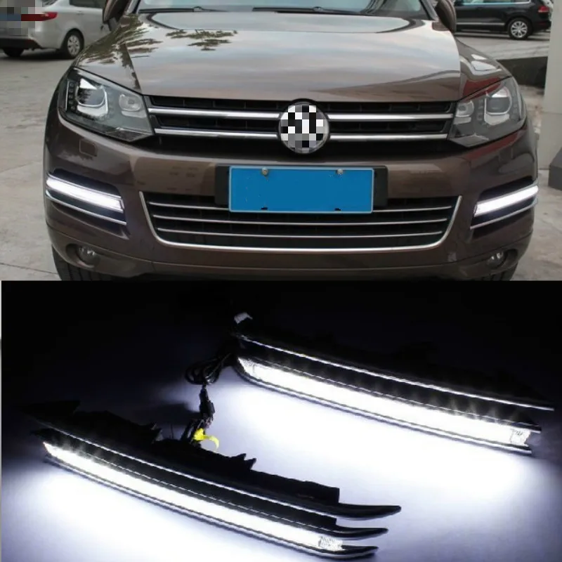 LED Daytime running Lights fog lights for Volkswagen Touareg 2011 2012 2013 2014 2015 DRL LED Car Lamp External Auto Lights