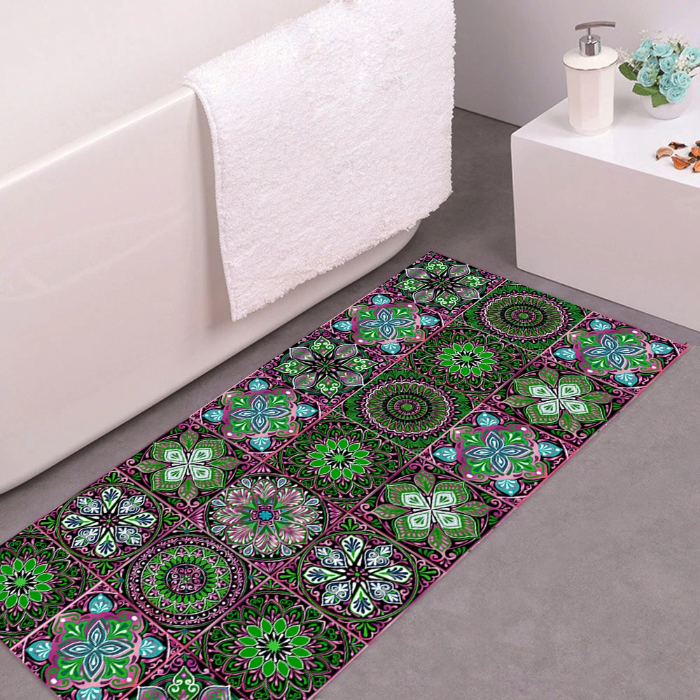 10pcs/set Mandala Style Tiles Wall Sticker Transfers Cover For Kitchen Bathroom Washbasin Peel & Stick Waistline Art Wall Decals