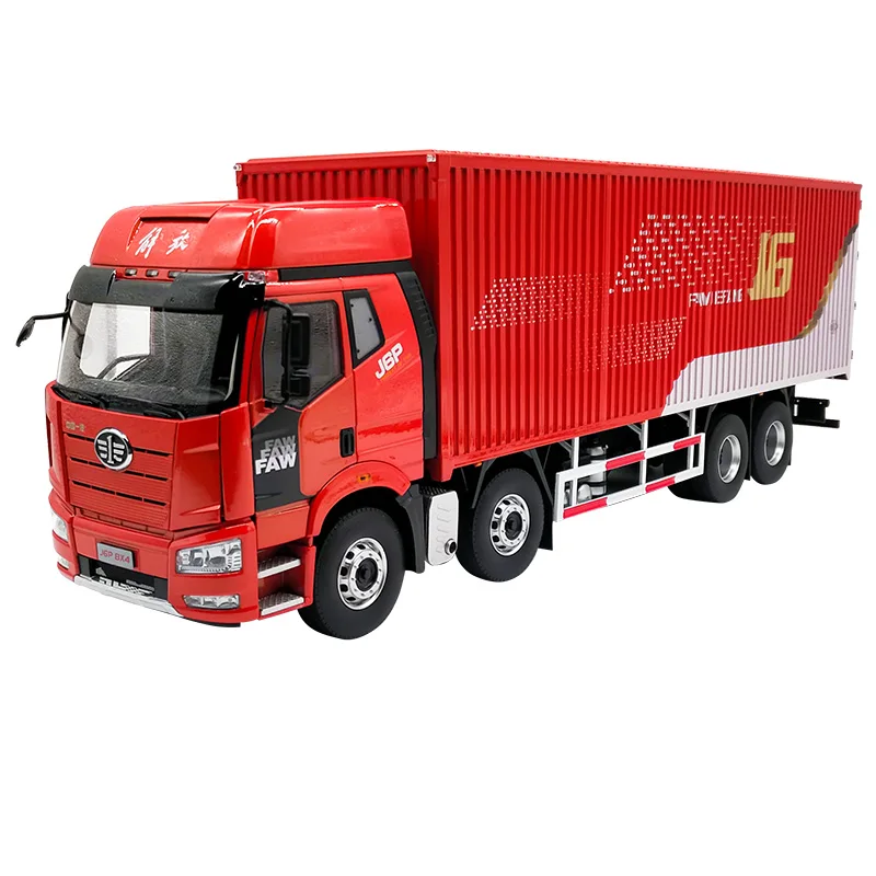 1:24 Scale FAW Jiefang J6 Truck Die-casting Alloy Model 8X4 Container Car Model Collection Decoration Gift Children Toys