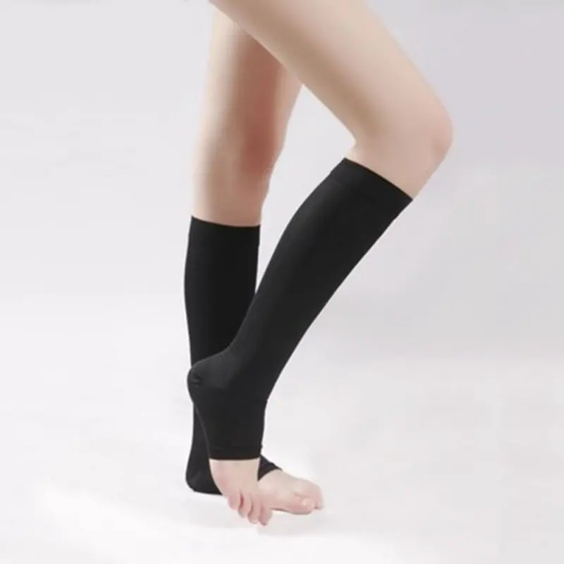 Compression Stockings Knee High Open Toe Support Stockings 18-21mm Fitness Running Leg Warmers Sports Socks