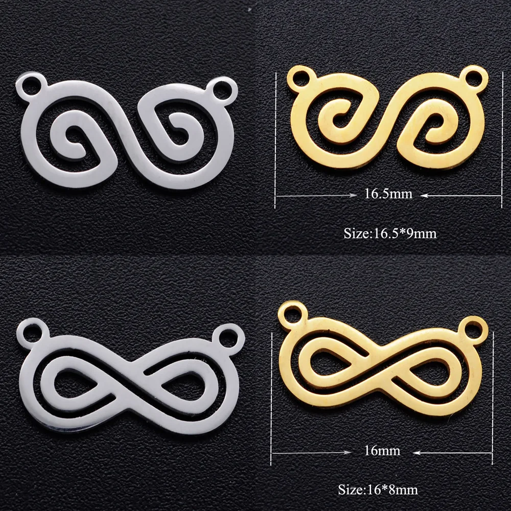 5Pcs/Lot 100% Stainless Steel Love Inifinity Symbol Diy Connector Charms For Necklaces Earring Making