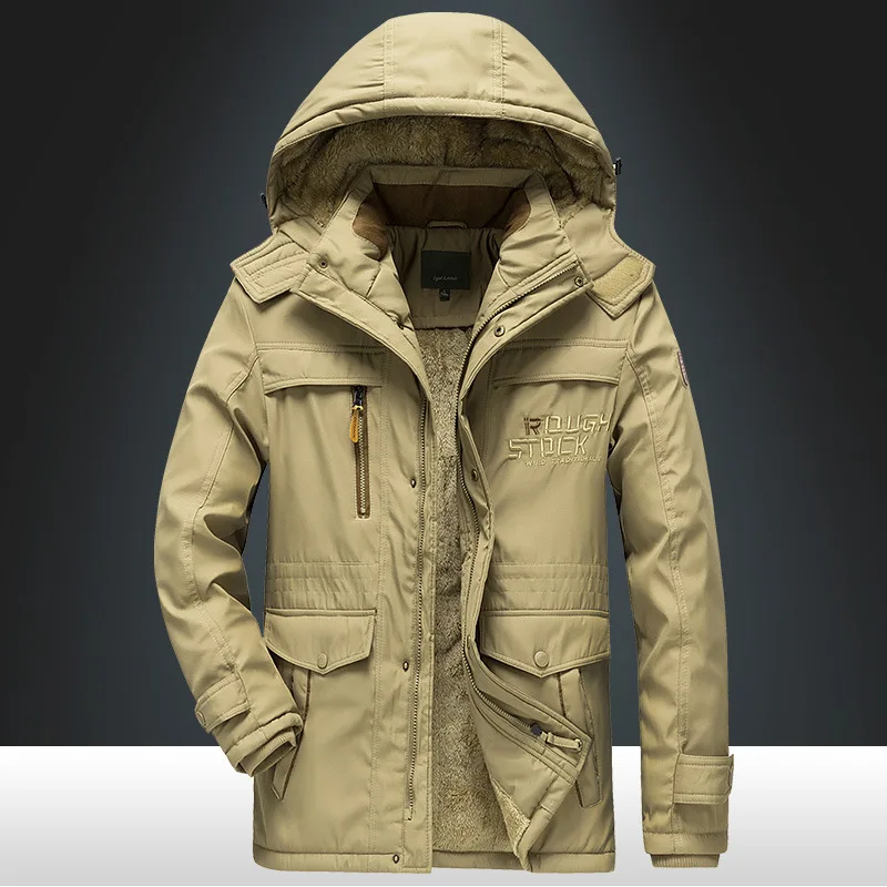 Large Size M-6XL Winter Parkas Jacket Men Military Hooded Collar Windbreaker Men Coats Jaqueta Masculina Wool Liner Warm Parkas