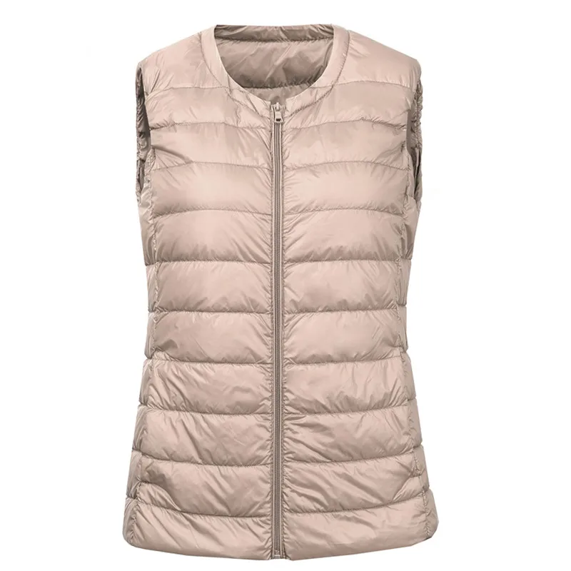 Chaleco sin mangas para mujer, chaqueta ultraligera de plumón de pato, color blanco, talla grande 7XL, AB1839, Otoño e Invierno