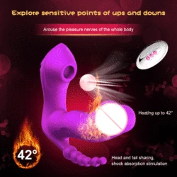Sucker Vibrator Clitoris for Women 3 IN 1 Heating Sucking Vibrators Anal Beads Stimulator Wearable Oral Vagina Dildo Sex Toys