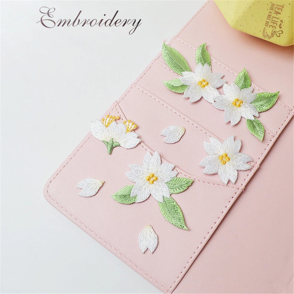 AHYONNIEX Cherry Flower Petal Patches Iron on Applique Small Patch for Clothes Fabric Iron to Stick DIY Coat Jeans Accessories