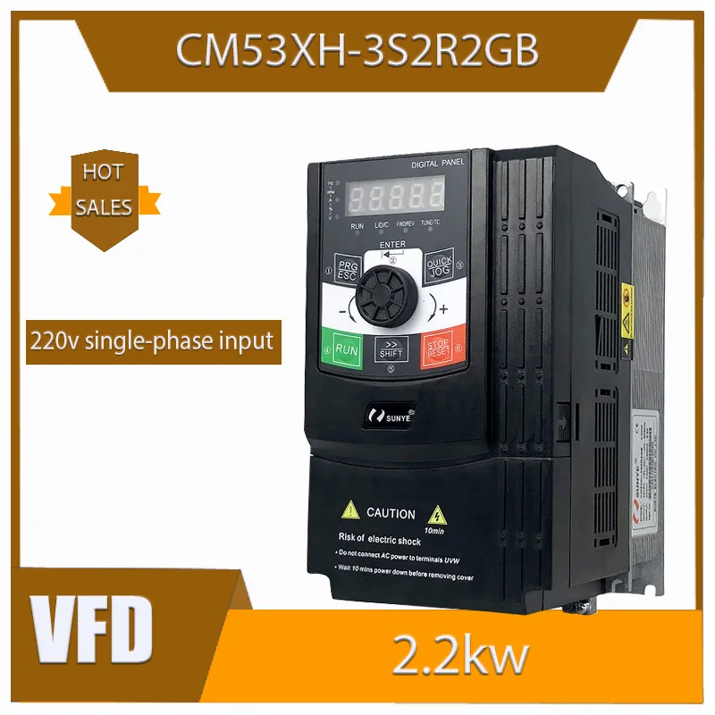 VFD Frequency Converter CNC spindle Motor Speed Controller 220V Single phase Input 2.2KW CM53XH-3S2R2GB Frequency Converter 60Hz