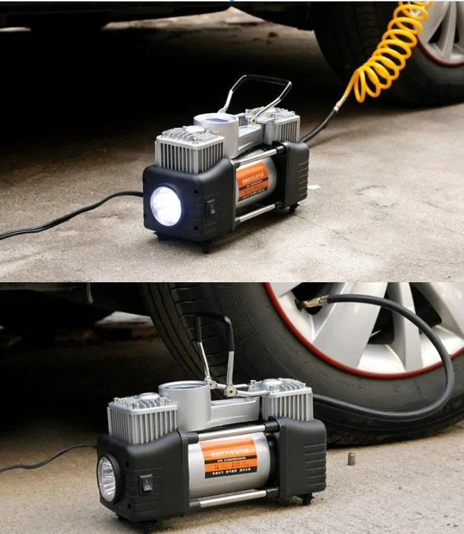 Kit di gonfiaggio pneumatici per auto compressore d'aria pompa di pressione 12V gonfiatore per pneumatici a doppio cilindro a doppio pistone veloce per impieghi gravosi