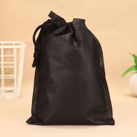 블랙 친환경 드로스트링 가방, 부직포 원단, 크리스마스 선물 가방, 신발 의류, 70gsm