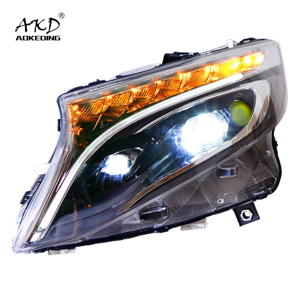 AKD Koplamp voor Benz Vito LED Koplamp 2013-2019 Koplampen Vito W447 DRL Knipperlicht Grootlicht Angel Eye Projector Lens - afbeelding 2