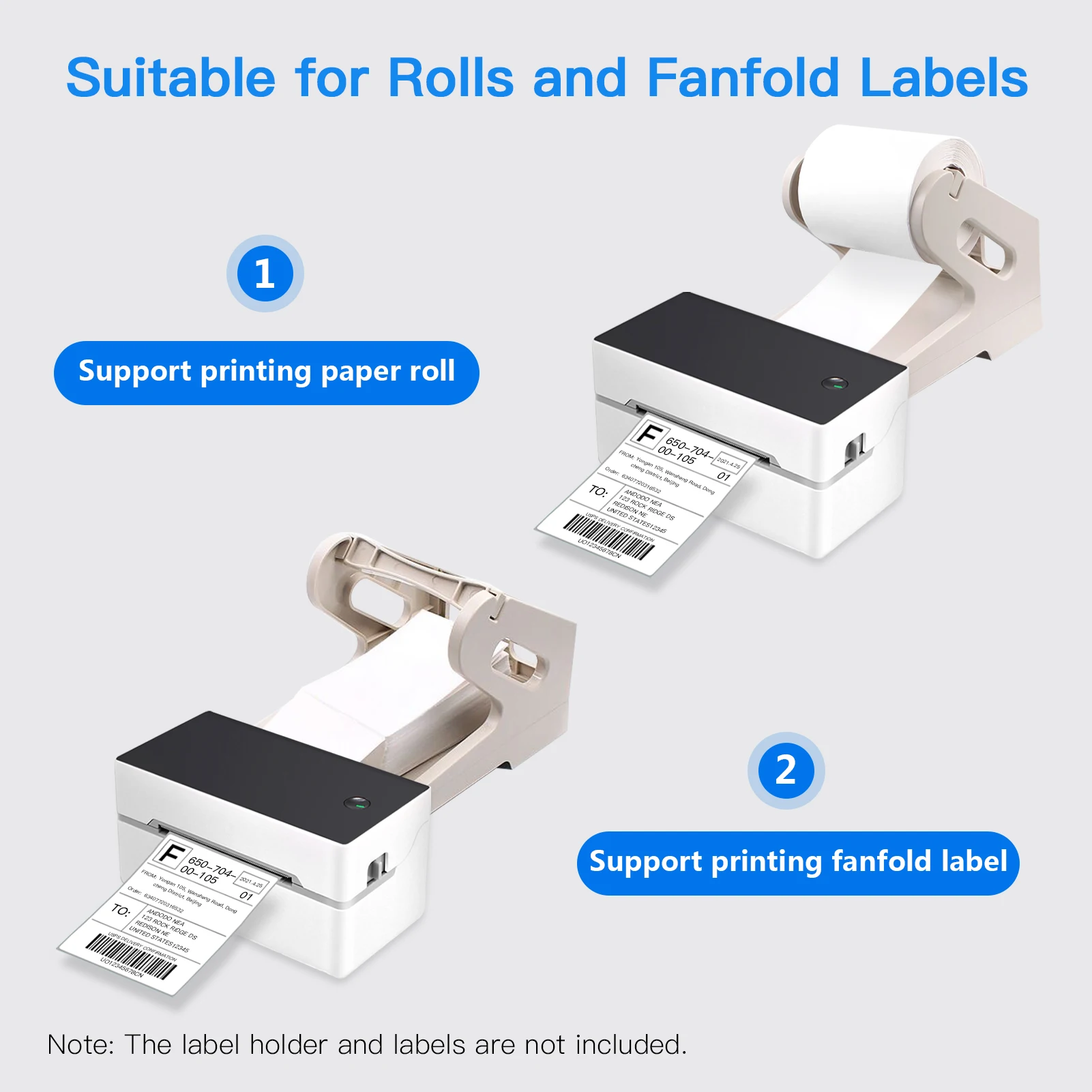 데스크탑 배송 라벨 프린터, USB/BT 직접 열 프린터, 아마존 이베이 Shopify FedEx USPS Etsy와 호환 가능, 40-80mm 용지