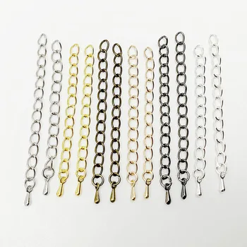 Connecteurs de chaîne de queue d'extension étendue 50-70mm, 20 pièces/lot, perles d'extrémité de goutte d'eau pour la fabrication de bijoux, Bracelet et collier