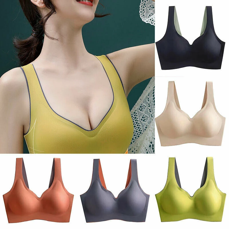 Women Bra Plus Size Seamless Bra Fitness Gym Top Underwear Running Push Up Lingerie Wirefree Brassieres Vest Gathers Shock-Proof