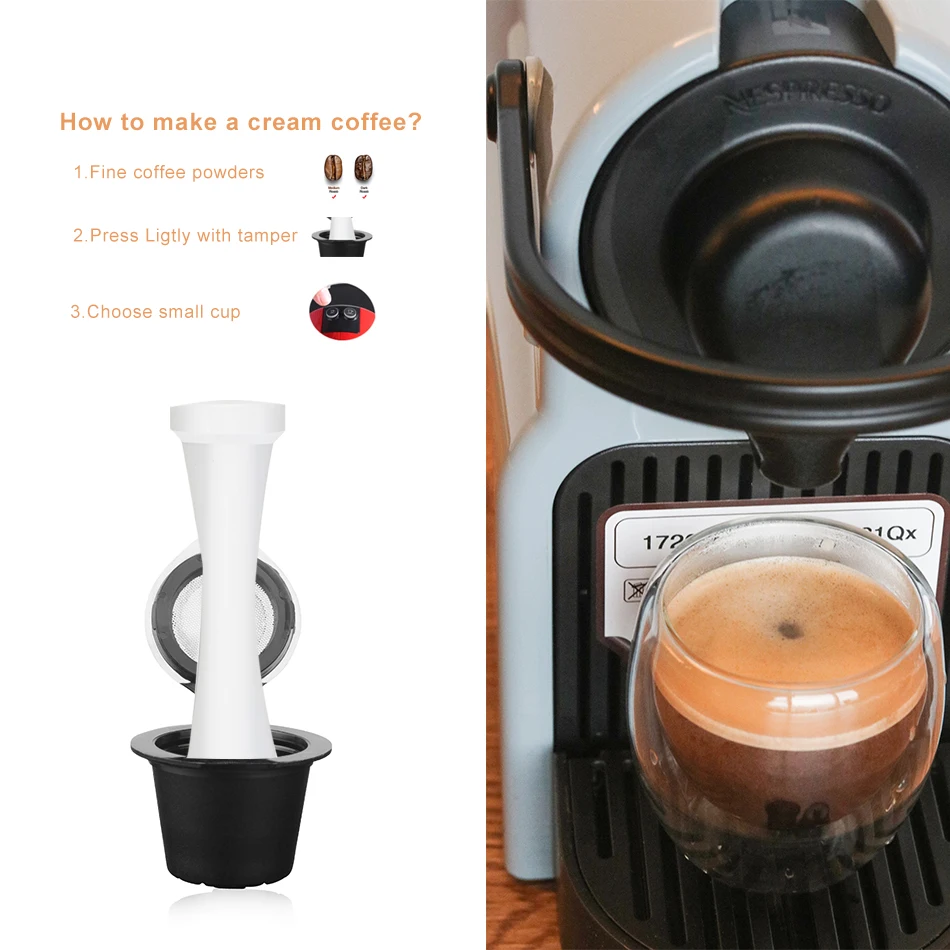 iCafilas Reusable Refillable Nespresso Coffee Capsule With Plastic Filter Pod Birthday Gift 20ML Filters Kitchen Dining Bar