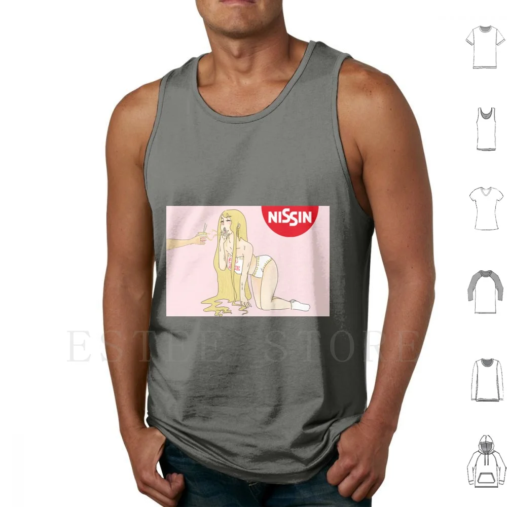 Ramen Girl Waifu Tank Tops Vest Sleeveless Ramen Girls Anime Kawaii Lewd Hentai Ecchi Meme Memes Manga