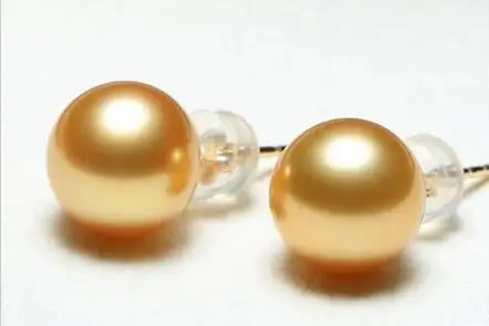 hot sell luxury Noble jewelry AAA round 10-11mm south seas gold pearl earrings yellow g