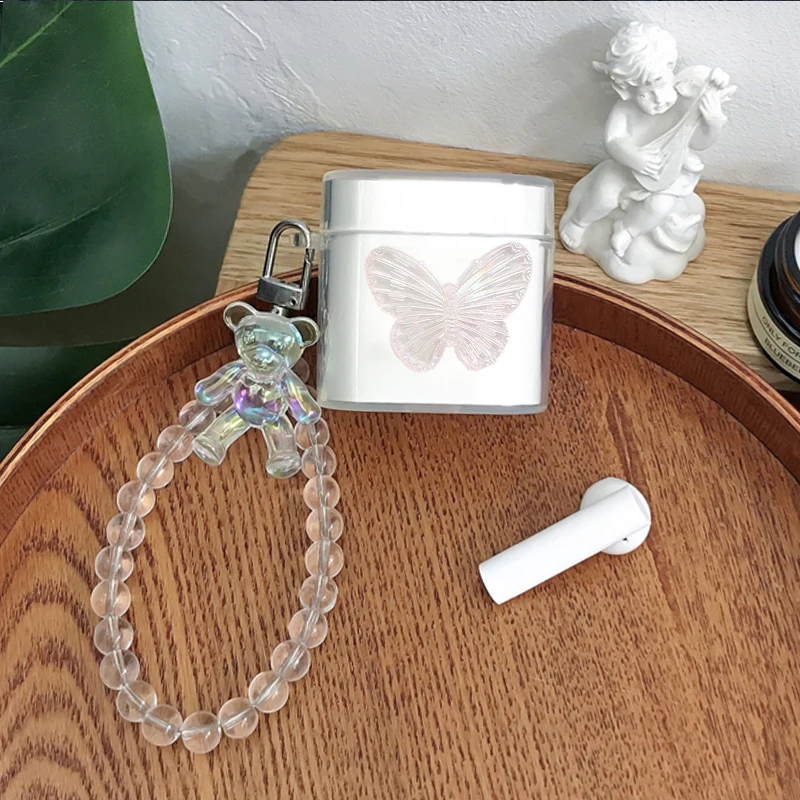 Mềm Mại Ốp Lưng Trong Suốt Xiaomi Air 2S/Không 2SE Ốp Lưng Dễ Thương Bướm Pha Lê Mặt Dây Tai Nghe Nhét Tai Dành Cho XiaomiAir2 ốp Lưng Bảo Vệ