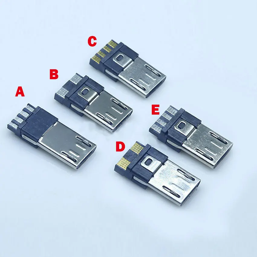 10pcs 2Pin/4 Pin Micro USB Jack USB Plug Male Connector Port Jack Tail Sockect Plug Terminals For Samsung Huawei DIY