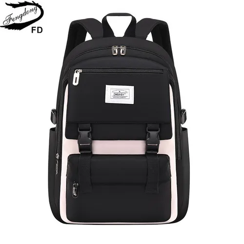 Fengdong-mochila escolar de gran capacidad para niñas, morral escolar para adolescentes