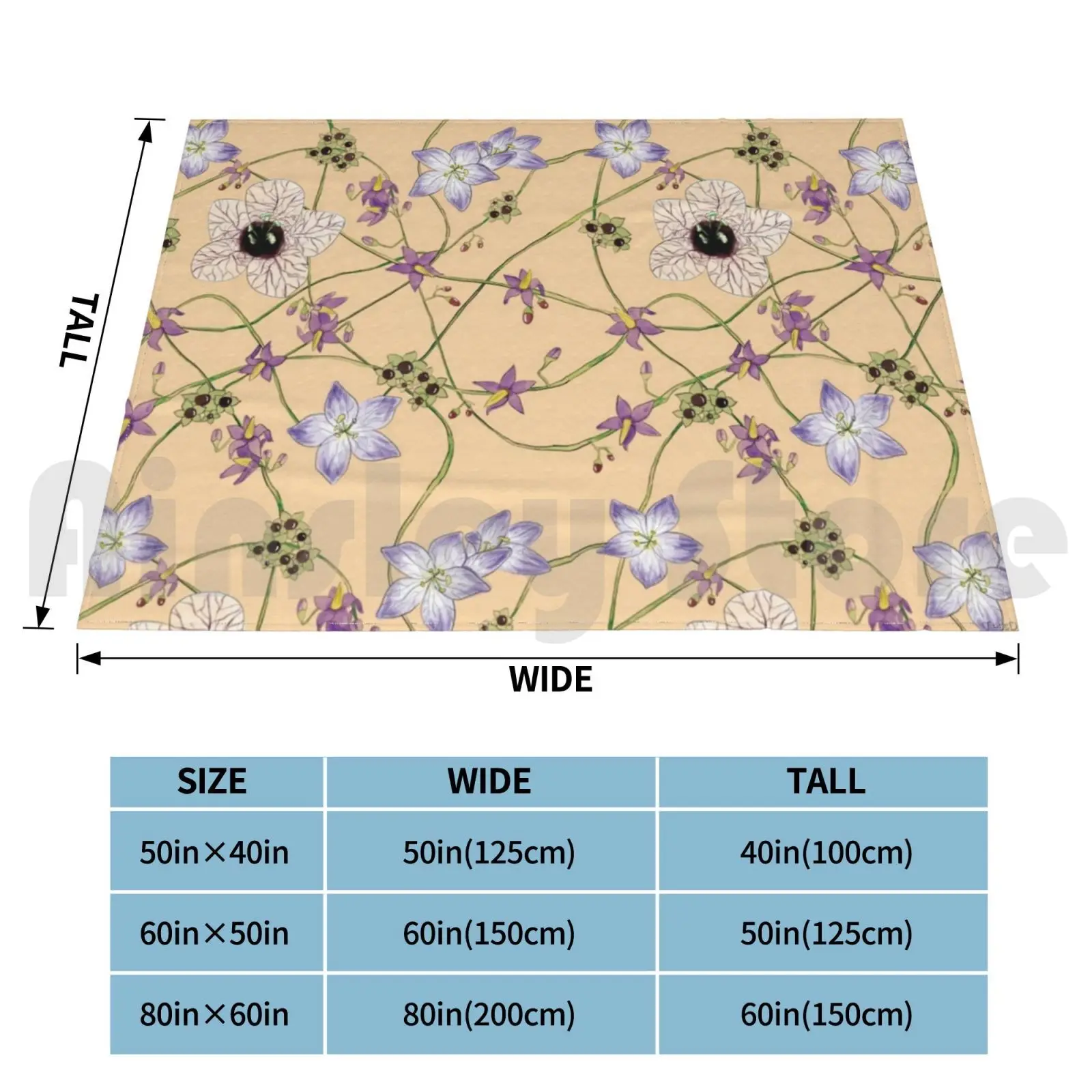 Poison Pattern Blanket Fashion Custom Mandrake Nightshade Deadly Nightshade Bittersweet Nightshade