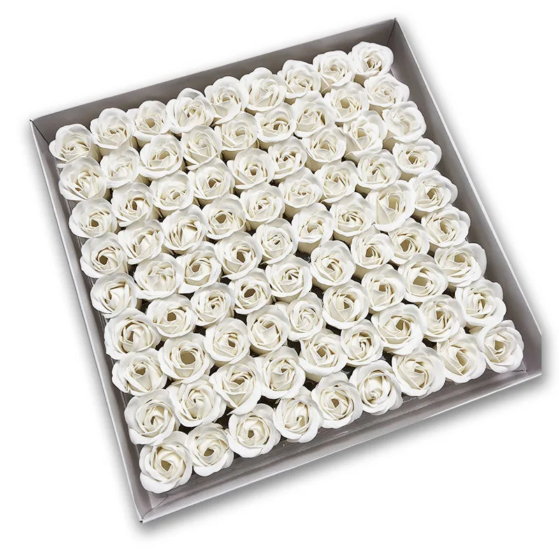 81pcs Three-Layer No Flower Base Rose Soap Flower Head Decoration Flower Box Wedding Bouquet Valentine'S Day Artificial Flower