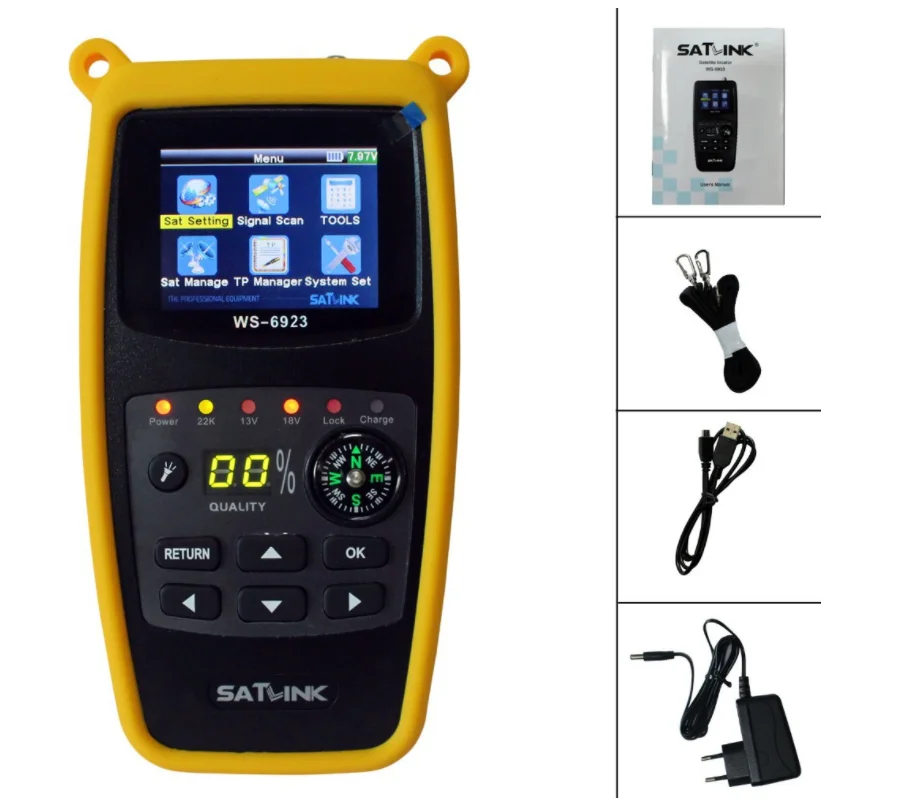 Original Satlink WS-6923 with 2.1 inch LCD DVB-S FTA C&KU Band Digital Satellite finder satellite meter ws 6923 free shipping