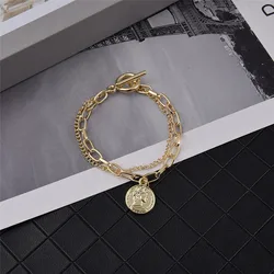 2020 Vintage Portrait OT Buckle Bracelet For Women  Silver Color Thick Chain Charm Bracelets Statement Fashion Jewelry 2020 New