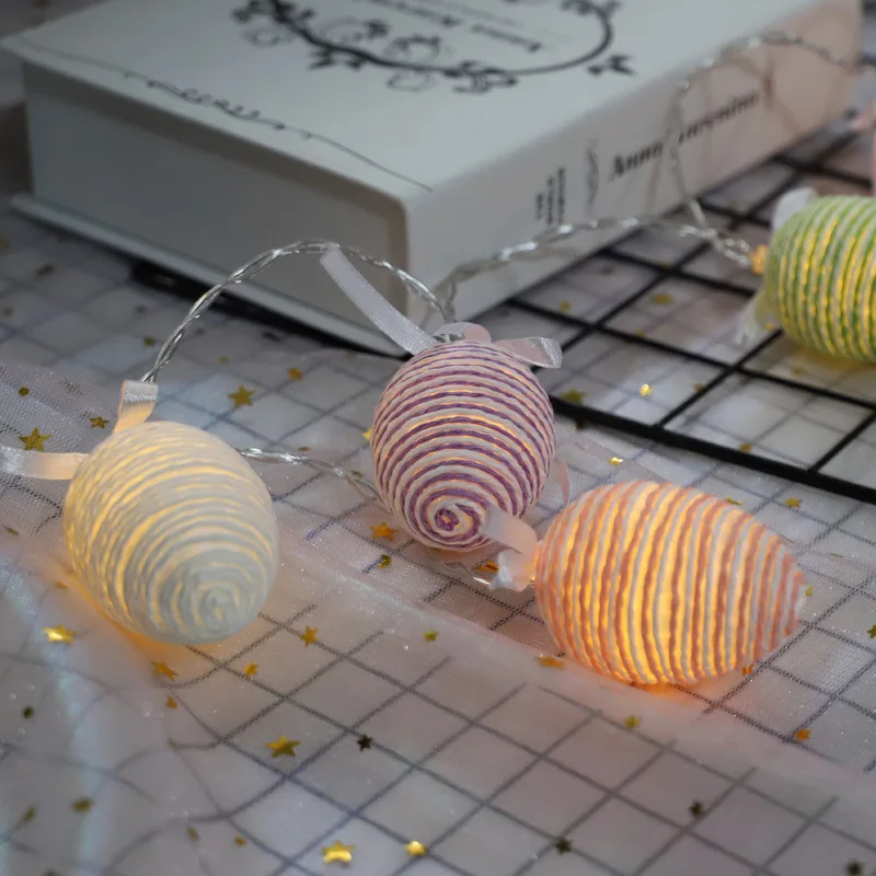 PheiLa LED Cotton Thread Egg String Light Easter Creative Lamp String Powered by Battery for Easter Indoor Room Home Decoration