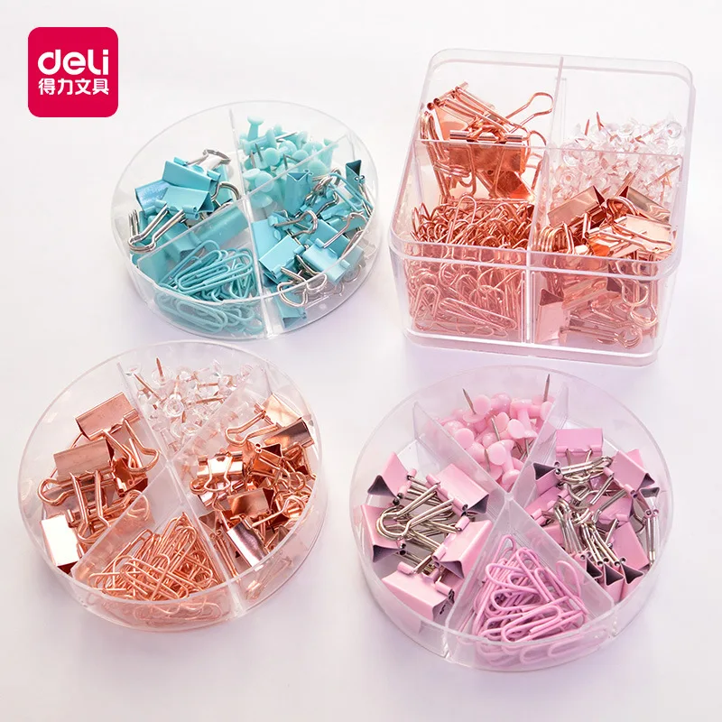 Rose Gold /Pink /Blue 72pcs/box Metal Paper Clip Multipurpose Thumbtacks Office Document Data Storage Sorting Long Tail Clips