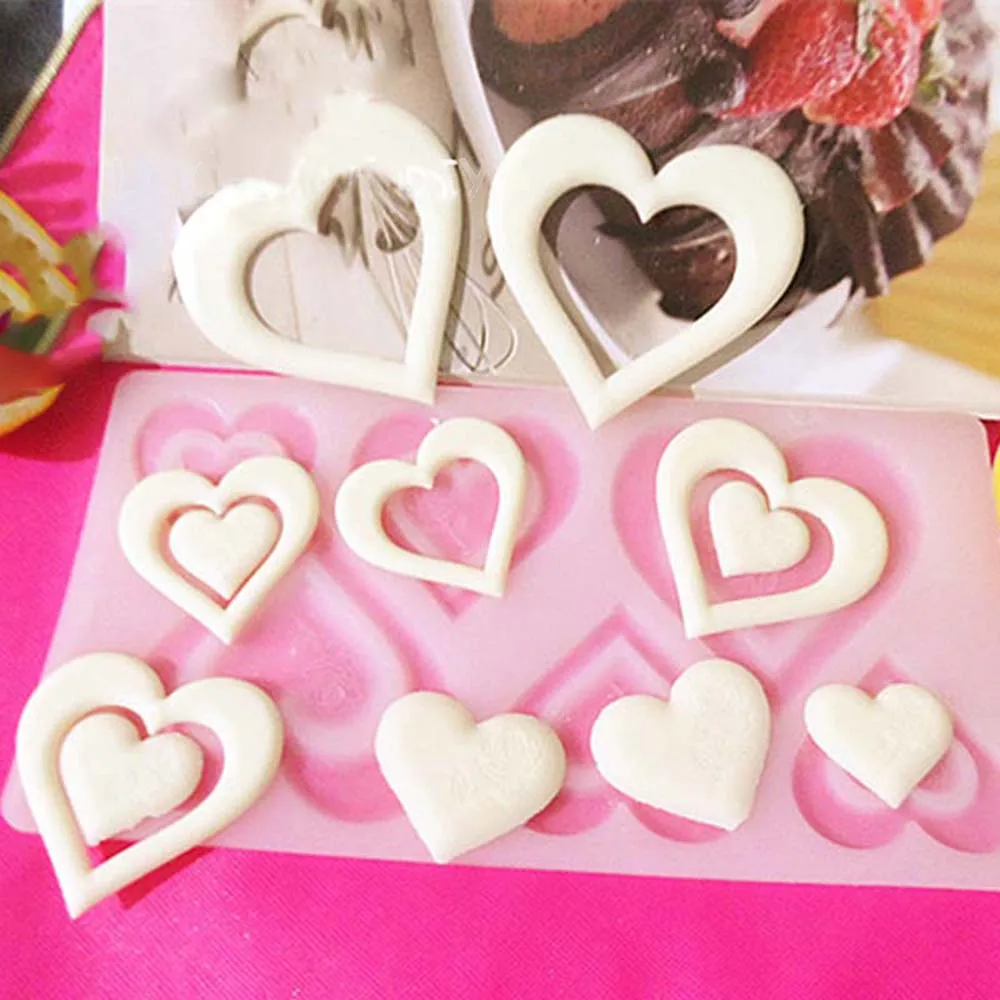 3D Heart Shape Chocolate Silicone Mold Cookie Wedding Cake Toppers Tools DIY Baking Mould Fondant Muffin Reusable Non-stick