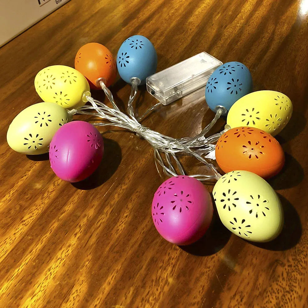 PheiLa Egg String Lights Spring Colors Hollowed Eggs Hanging Lamp Battery Operated for Spring Decor Outdoor Indoor Home Bedroom