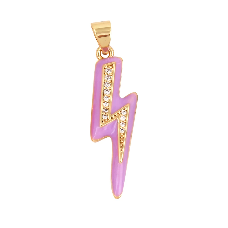 Flashing Bolt  Enamel Charm Neon Pink Orange Turquoise Red Pendant Oil Dropped,Gold Plated Colour,Necklace Bracelet Pendant M98