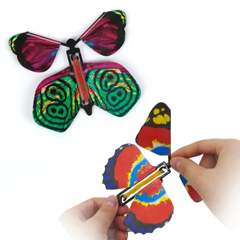 

Magic paper flying butterfly worked elastic band toys hand transformation multi butterfly props adults funny surprise toys gift