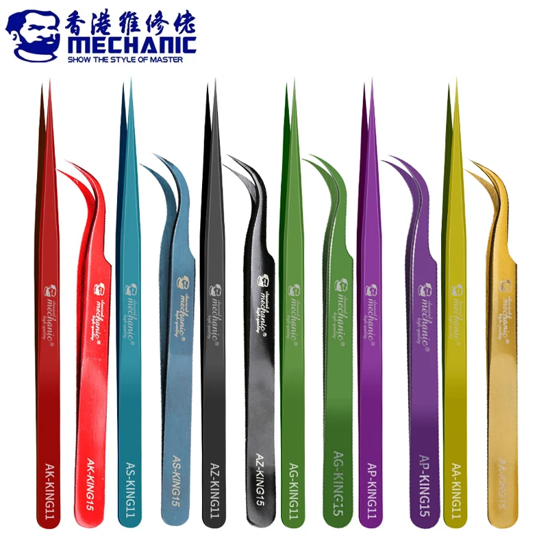 

MECHANIC Non-magnetic Precision Tweezers Stainless Steel Curved Straight Tweezers Phone SMD PCB BGA Motherboard Repair Tools