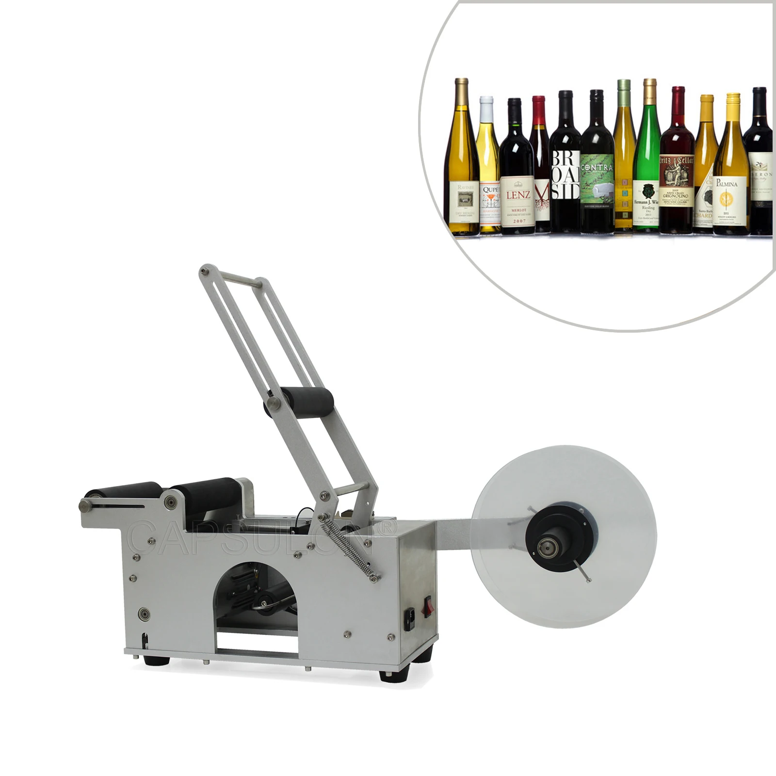 

(110V/60HZ) Round Bottle Labeling Machine, table type semi-automatic Labeling Machine for Round Bottles MT-50 CapsulCN,