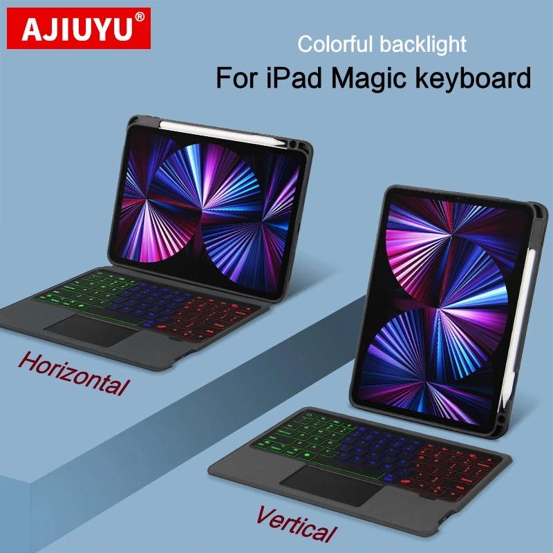 

AJIUYU Magic Keyboard For iPad Pro 11 Inch 12.9 3th 10.5 10.2 2021 2020 Air 4th Case Touch Wireless Backlight Tablet Smart Cover